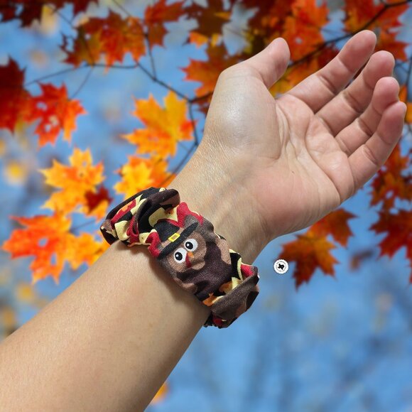 Thanksgiving Turkey Scrunchie Watch Band for Apple Watch, Fitbit, Samsung etc - Picture 2 of 5